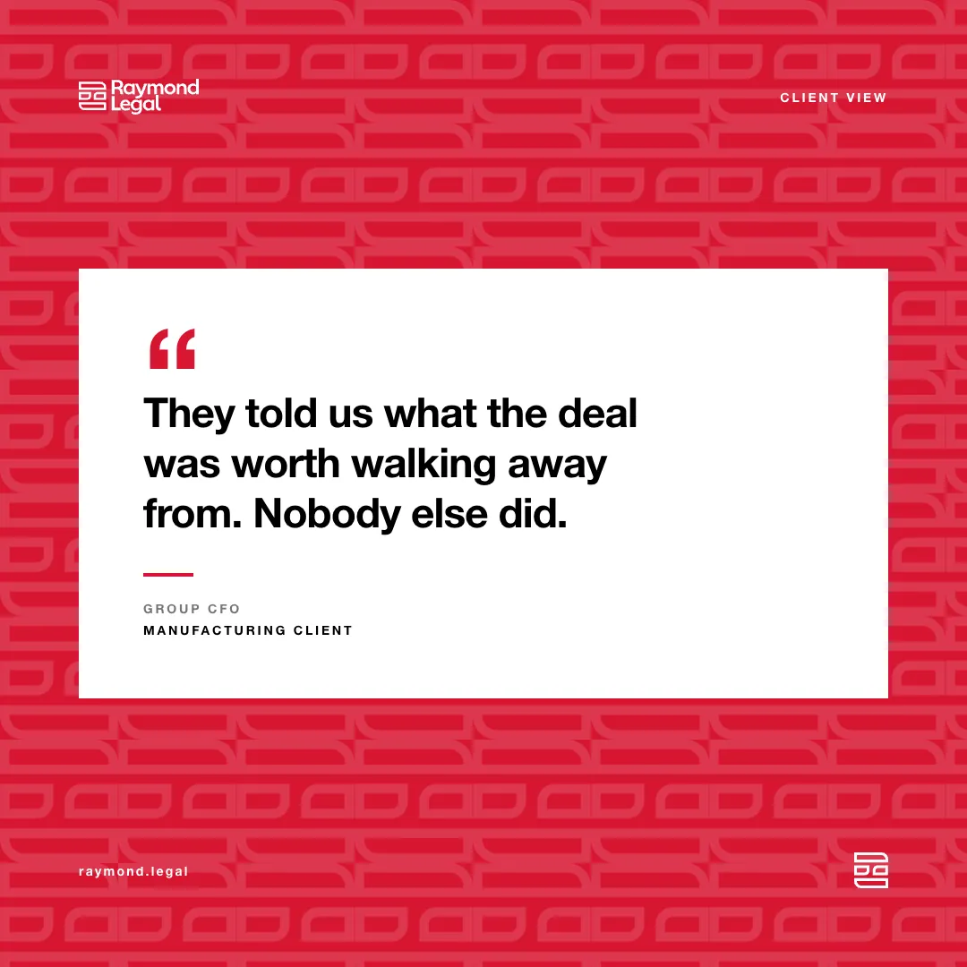 Client quote on the emblem pattern.
